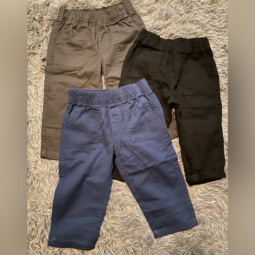 Stylish Kids' Casual Pants Trio - Blue, Black, Gray